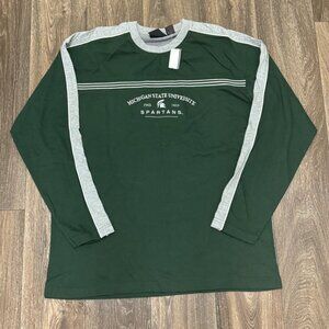 VTG Michigan State Spartans Long Sleeve Shirt Men's Large Green MSU 90s